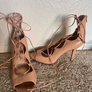 Vince Camuto Elegant Lace-Up Tan Heels